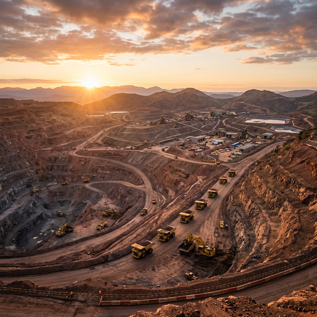 Mining operation at sunrise
